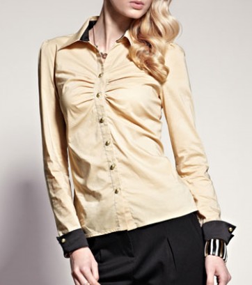Women blouses yellow color with black cuff - Click Image to Close